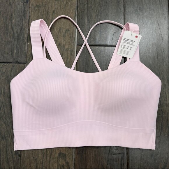 Lululemon Like a Cloud Ribbed Longline Bra *Light Support, D/DD Cup Pink Organza - Picture 1 of 8